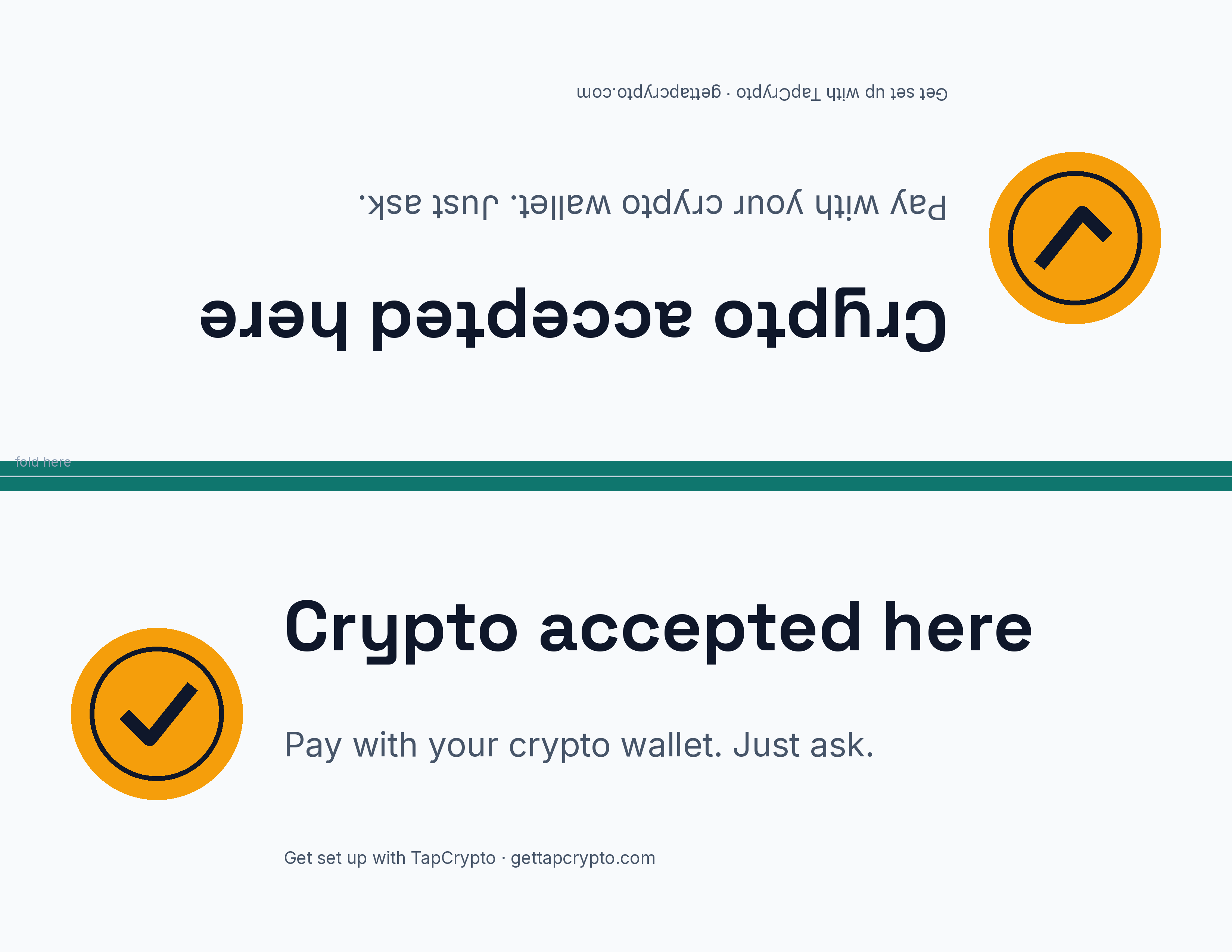 Counter tent card preview: Crypto accepted here